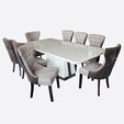 2.1M Rectangle Marble Dining Table Set MT-887-G + DC8282-1 + DC8282